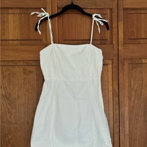 ZARA WHITE TIE STRAP MINI DENIM DRESS